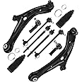 10-PC SET Suspension Kit fit 2011-2018 for Ford Fiesta Front Lower Control Arm and Ball Joint Sway Bar Link Outer Inner Tie Rod End Steering Boot