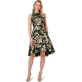 Adrianna Papell Womens Ruffle Jacquard Dress