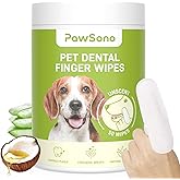PawSono Dog Teeth Cleaning Wipes, Fresh Breath Pet Dental Finger Wipes for Dogs & Cats, Dog Dental Wipes Teeth Wipes, Lick-Sa