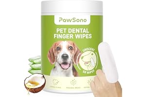 PawSono Dog Teeth Cleaning Wipes, Fresh Breath Pet Dental Finger Wipes for Dogs & Cats, Dog Dental Wipes Teeth Wipes, Lick-Sa