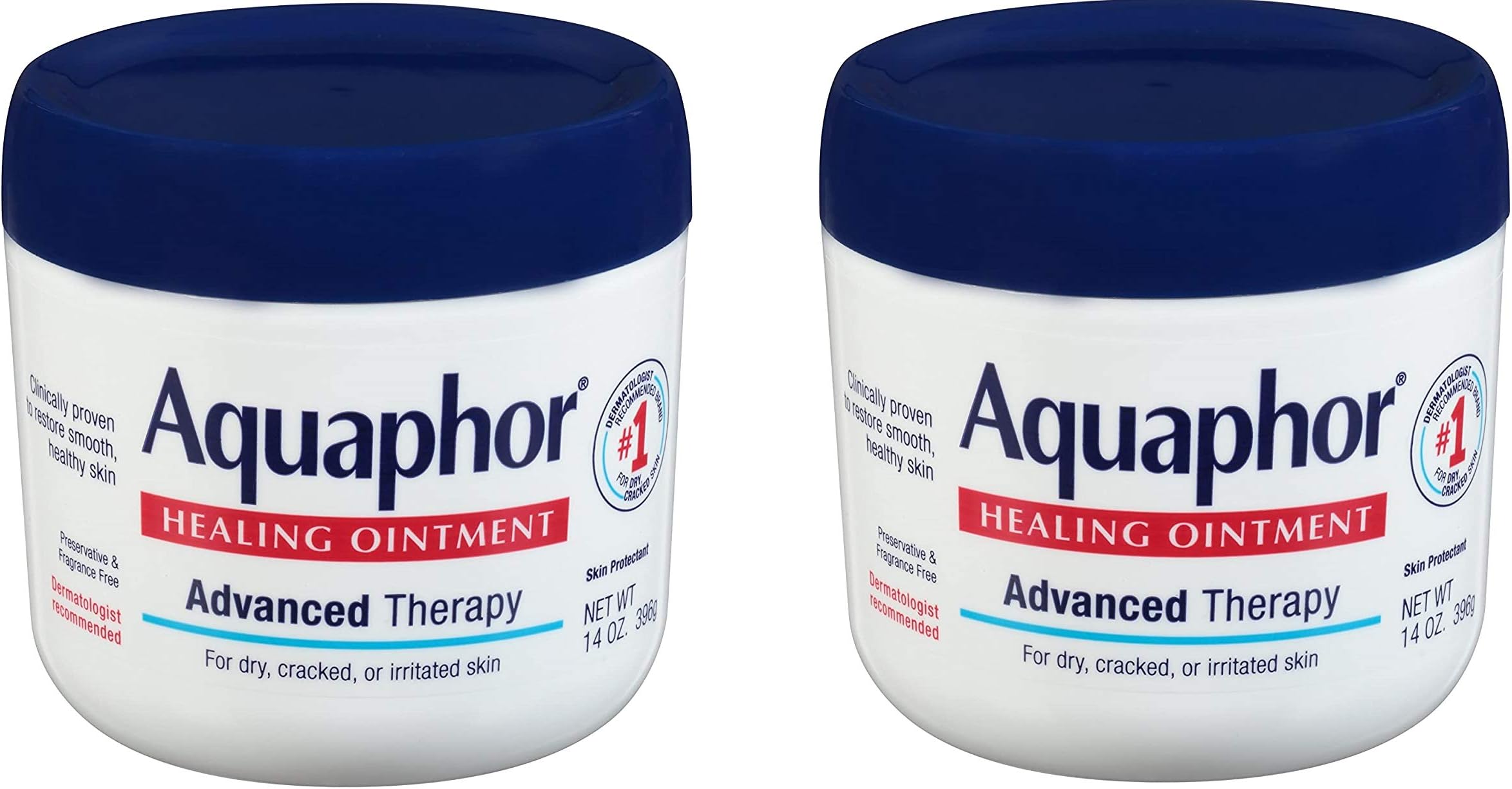 Aquaphor Healing Ointment - Moisturizing Skin Protectant for Dry Cracked Hands, Heels and Elbows, Use After Hand Washing - 14 oz. Jar - 2 Pack