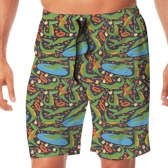 Amazon Co Jp メンズ 水着 ワニ柄 かわいい ワニ ショート ハーフパンツ サーフパンツ 海水パンツ ボードショーツ 水陸両用 吸汗速乾 人気 服 ファッション小物