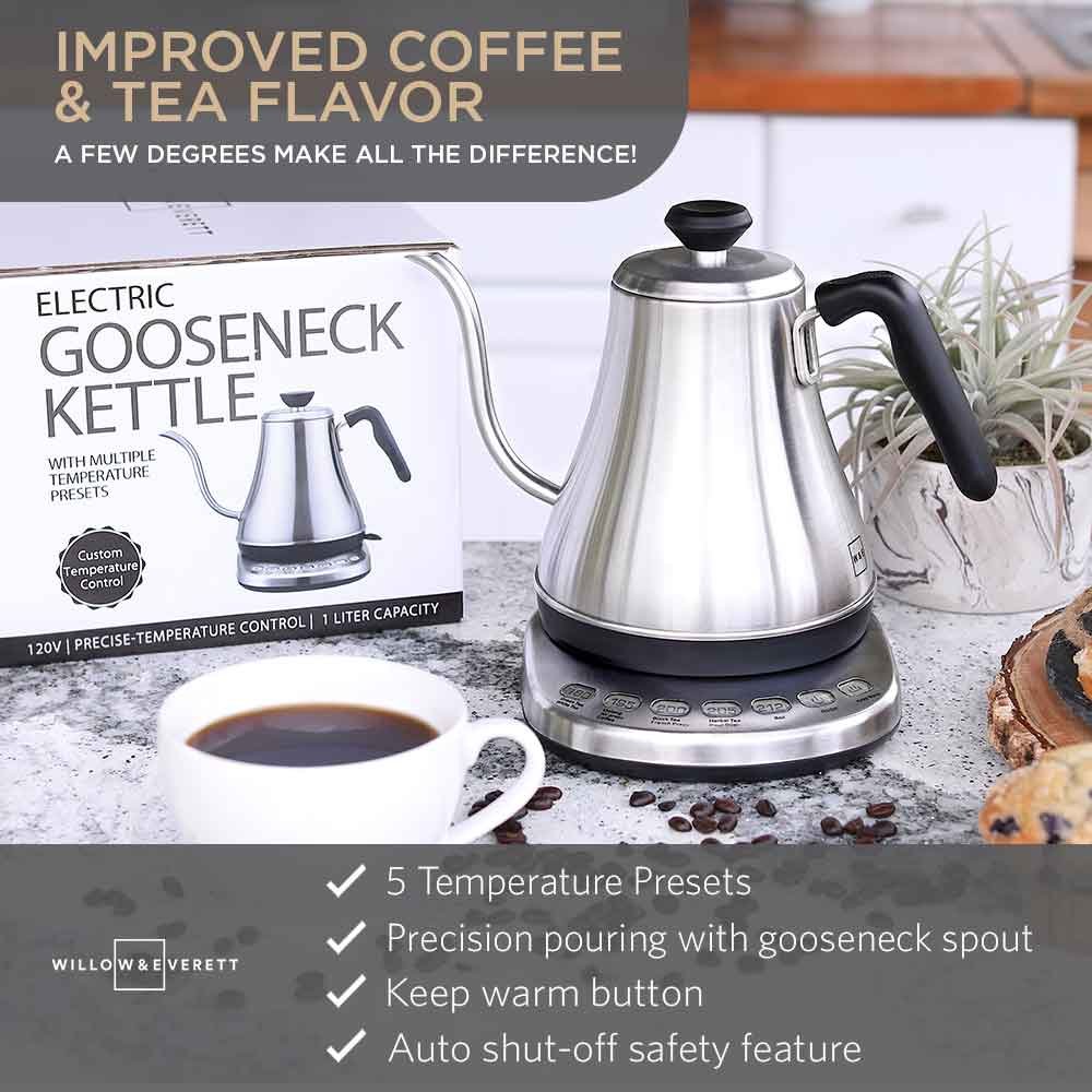 Gooseneck Electric Kettle with Temperature Control & Presets 1L