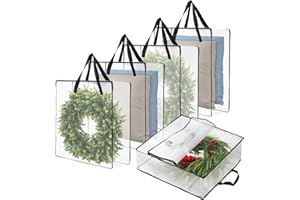 EVERPETAL Wreath Storage Bag 5 Packs, 26 Inches 90 L Wreath Storage Container for Home Storage, Storage Bag for Spring Summer Christmas Wreath Decorations or Clothing Blanket Comforters Bed Sheets Pillows