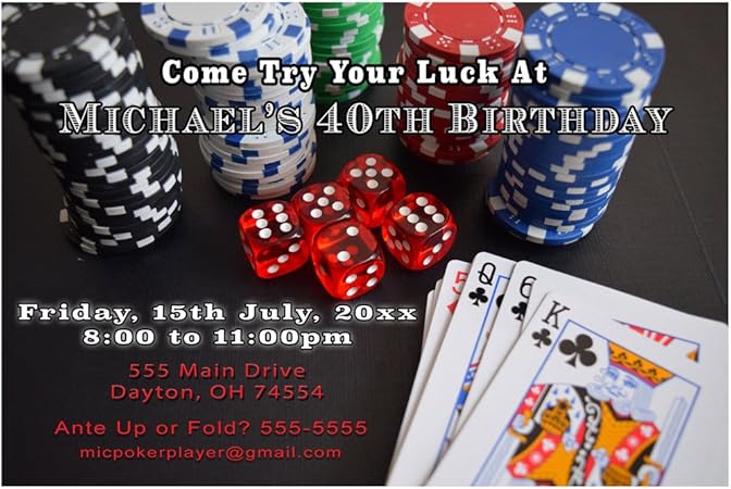 30 Personnalise Invitation Adulte Fete D Anniversaire Des Jeux De Cartes Des Papier Photo Amazon Fr Cuisine Maison