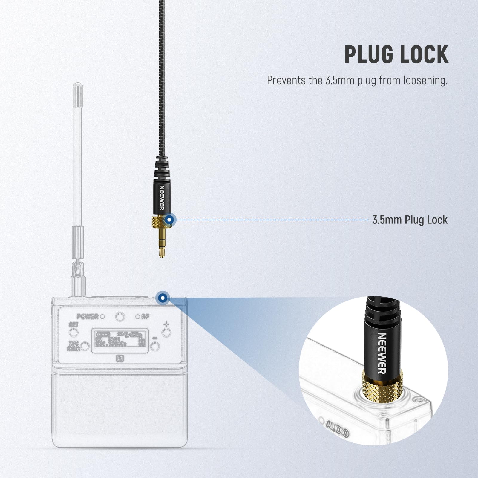 NEEWER 3.5mm TRS Omnidirectional Condenser Microphone with Lock, Mic for Interviews and Content Creators, Compatible with UHF Wireless Microphone DJI Wireless Mic Transmitter Rode Wireless GO II, CM7