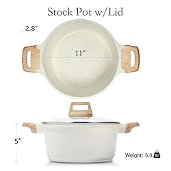 ESLITE LIFE Nonstick Stock Pot with Lid, 7 Quart