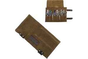 VOCOSTE Barber Scissors Bag Roll Up, Durable & Foldable Salons Tool Pouch with Multi-Pockets, Hair Scissor Shears Cases for Hair Stylists, Coffee Color