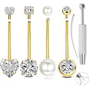 Long and Extra Long Bar Belly Button Ring Internal Thread Hypoallergenic Surgical Stainless Steel 14mm 16mm 14 Gauge Navel Ri