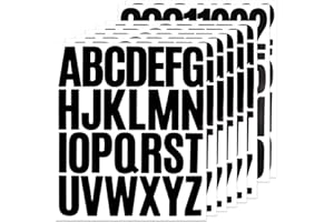 BINLINHONGO 280 Alphabet Number Stickers, 8 Sheets 2 Inch Self-Adhesive Vinyl Letters Sticker Decals for Doors, Mailboxes, Sc
