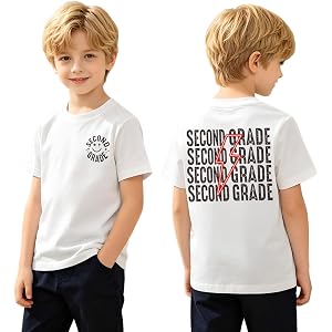 IZYJOY Boys Back to School Shirt Kid First Second Third Grade First Day of School T-Shirt 1st 2nd 3rd Grade Outfit Tee Tops