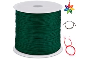 LEREATI 0.8mm Nylon Cord 328 Feet Satin Rattail Cord Nylon String for Bracelets Making, Jewelry String Macrame Cord Bracelet Thread for Necklace Chinese Knotting Beading Jewelry (Dark Green)