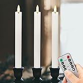 AFINETH Flameless Taper Candles with Rmote, 9.6" Real Wax Battery Operated Candles with 3D Wick, 3 Pack Led Flickering Candlesticks, Electric Candle for Home, Wedding, Party, Decor, White