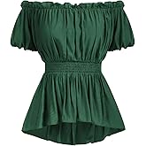 Scarlet Darkness Renaissance Shirt Women Off Shoulder Short Sleeve Tops Summer Peasant Pirate Shirt Peplum Blouse