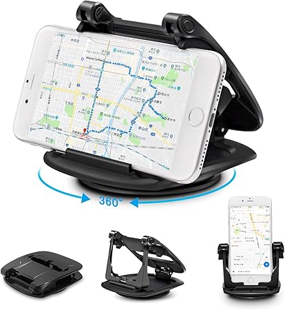 Amazon スマホ車載ホルダー Spazel 車 スマホホルダー クリップ式 360 回転可能 横置 縦置 スマホスタンド 車 滑り止めシリコンパッド 3m 超安定 適用 Iphone Android 6 5インチまで多機種対応 車載スマホホルダー ブラック 12ヶ月安心保障 携帯電話ホルダー 車