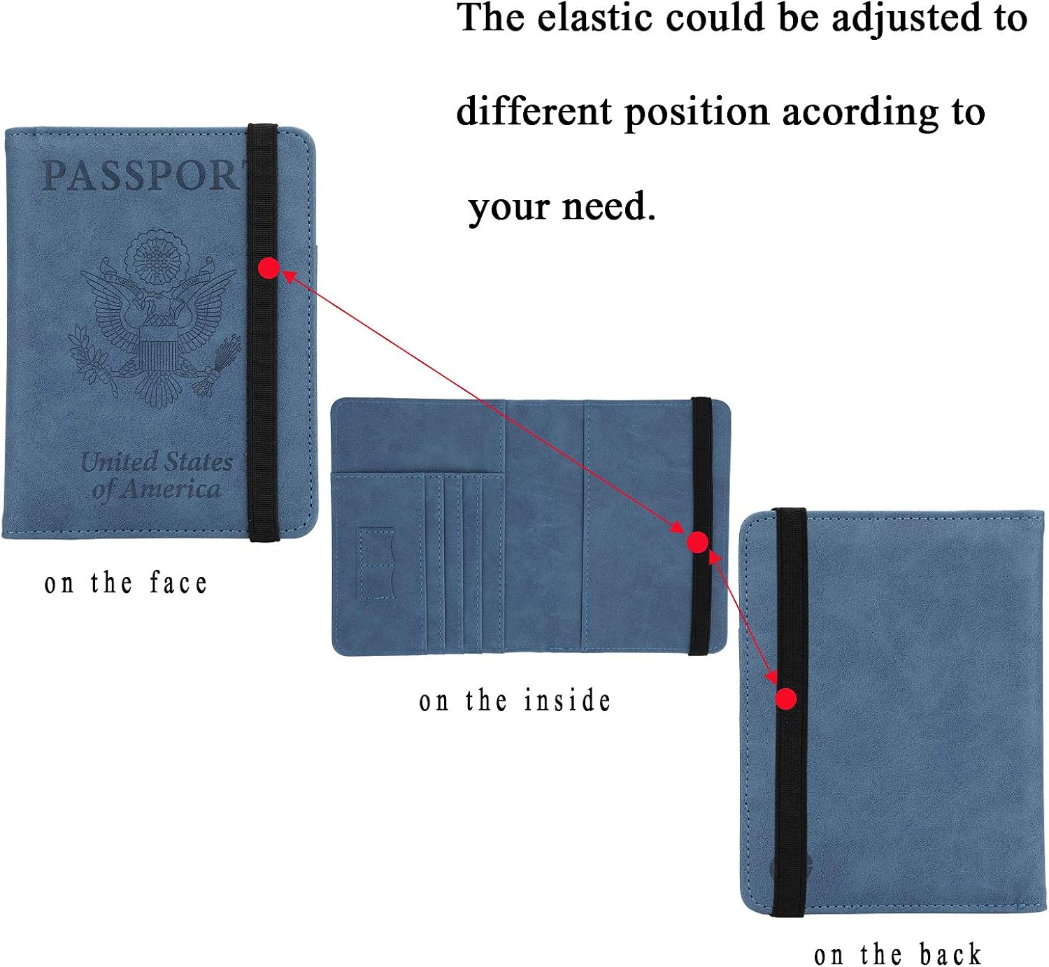  | GDTK RFID Blocking Leather Passport Holder Cover Case Travel Wallet Elastic Strap (A-Dark Blue) | Passport Wallets
