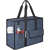 BALEINE Large Utility Tote Bag with Reinforced Bottom, Multi Pockets Foldable Tote Bag for Nurse, Travel, Work