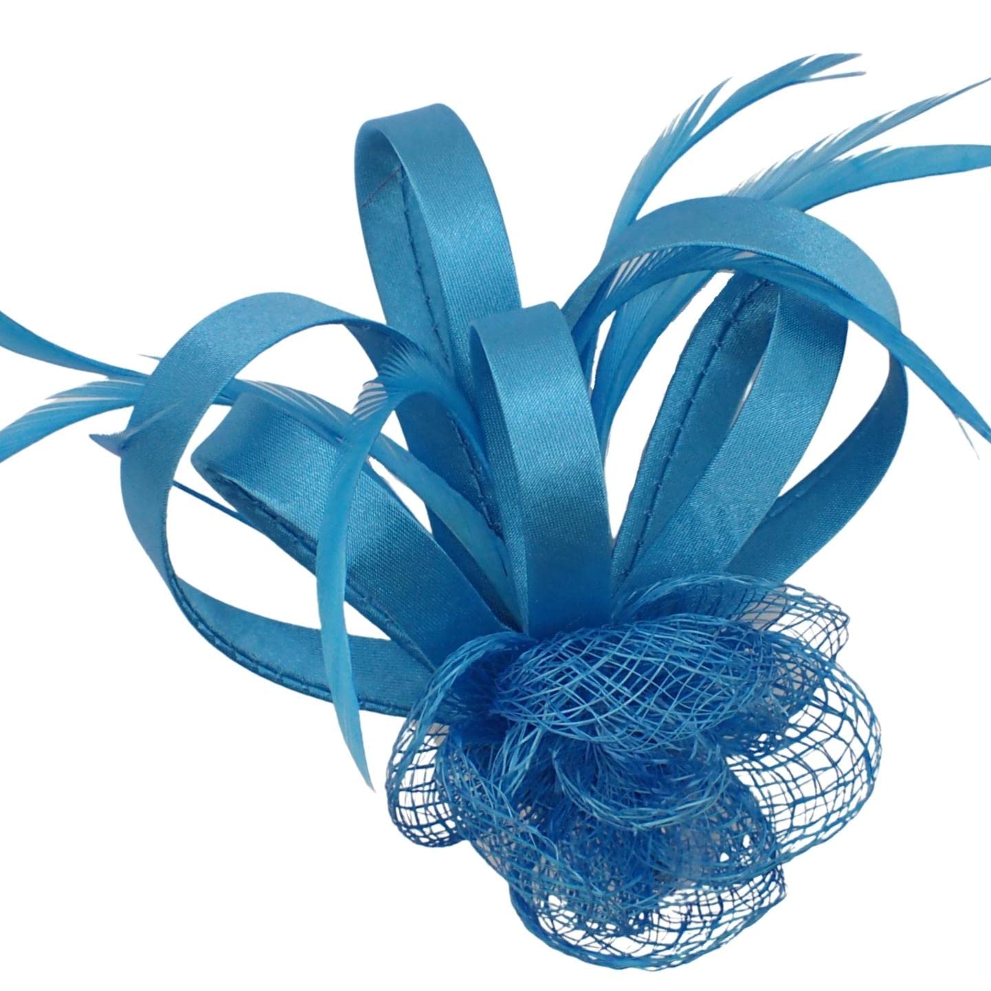 Topkids Accessories Mini Fascinator Hair Clips Small Fascinators Fascinator Flower Hair Clip Wedding Clip Royal Ascot Hat Wedding Corsage On Clip & Brooch Pin For Women, Ladies, Girls (Dark Turquoise)