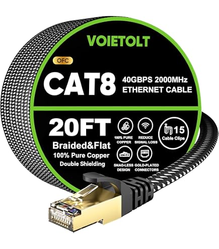 Outdoor Cat7 Ethernet Cable 20ft, 26AWG Heavy-Duty Cat7
