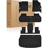 3W Floor Mats & Cargo Liner for Chevrolet Chevy Traverse 2024-2026 (Only 7 Seats) & GMC Acadia 2024-2026 (Only 7 Seats) & Buick Enclave 2025-2026, All Weather TPE Custom Fit Floor Liners