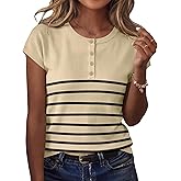 Rapbin Women Blouses Spring Tops for Women 2026 Cap Sleeve Sweater Crew Neck Summer Outfits Dressy Casual