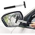 Car Rearview Mirror Wiper, Telescopic Auto Squeegee Cleaner, Retractable 98cm Long Handle Glass Mist Cleaning Tool (Black)