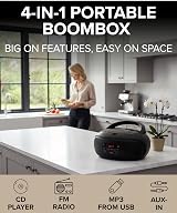 Grouptronics GTCDR-501 Small Portable CD Player with Speakers FM USB AUX view 2
