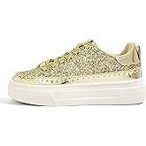 LUCKY STEP Platform Glitter Sneakers for Women Fashion Sparkly Bling Shiny Low Top Tennis Sneakers Faux Leather Casual Walking Shoes