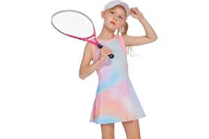 Zaclotre Girls Tennis Dress Cute Golf Outfit Sleeveless Workout Athletic Dresses with Shorts Pockets