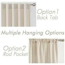 Joydeco Linen Curtains 96 Inch Length 2 Panels