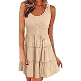 AUNEAL Womens Summer Dresses Sleeveless Button Down Casual Swing Mini Dress
