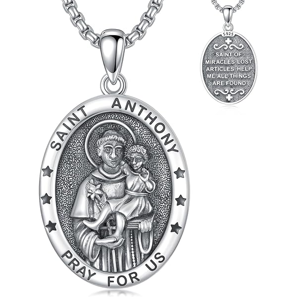 Collar Plata S925, Medalla Sagrado Corazón Jesús, Plateado | Envío Gratis