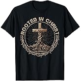 Rooted in Christ Shirt, Jesus Shirt, Vintage Cross Christian T-Shirt