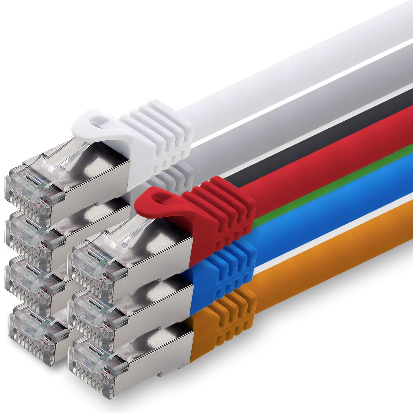 1aTTack.de 1.0 m - 7 colors - 7 pieces CAT.7 network cable patch cable SFTP PIMF LSZH Gigabit Lan cable 10Gb s cat7 raw cable with RJ45 connector Cat6a compatible with CAT5 CAT6 cat7 cat8
