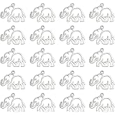 UNICRAFTALE 20pcs Elephant Hollow Charms 201 Stainless Steel Pendants Hypoallergenic Metal Animal Charms for Bracelets Necklace Jewelry Crafts Making