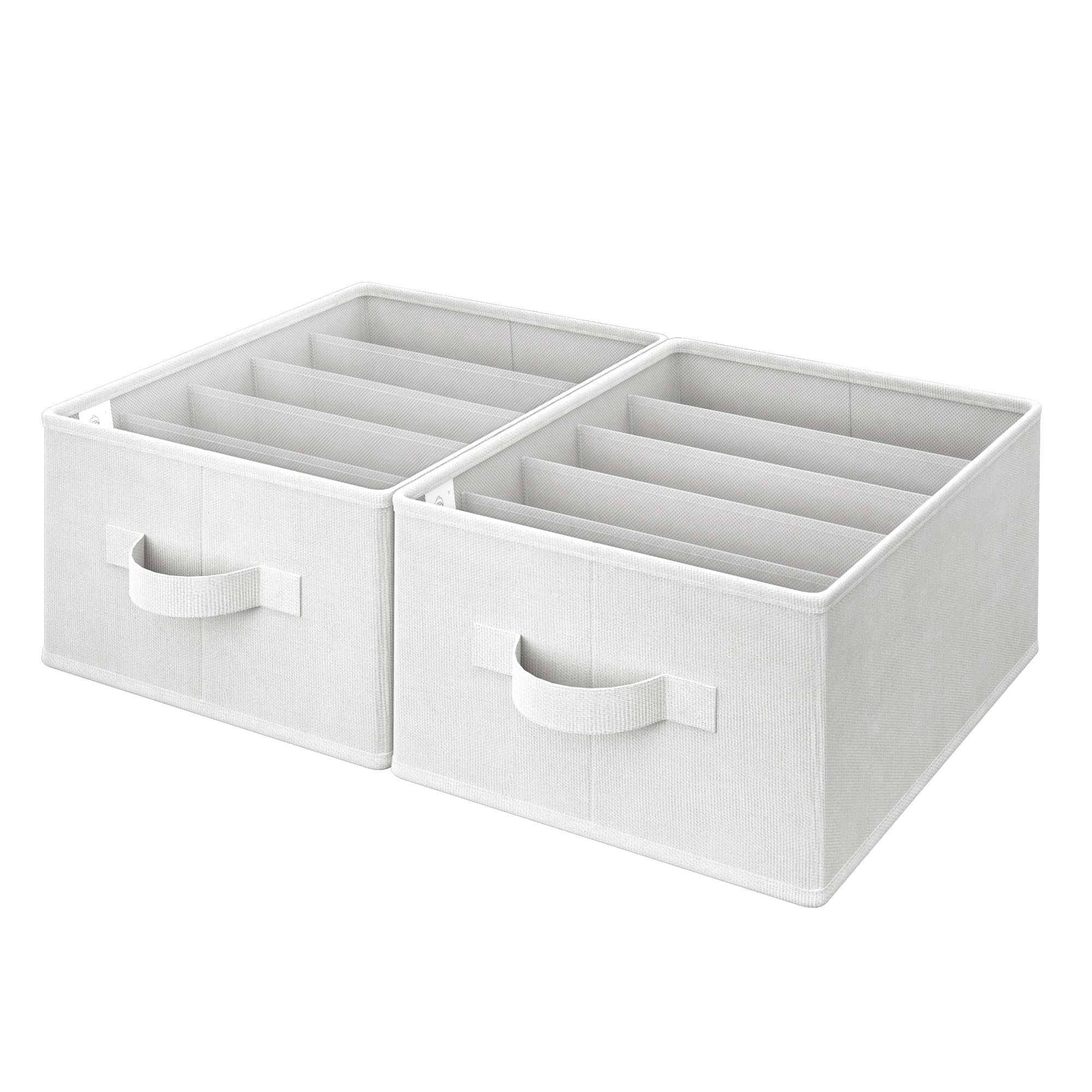 GRANNY SAYS Wardrobe Storage Organisers, Pack of 2 Clothes Organisers, Jeans Organising Boxes for Drawer, Closet Storage Organiser for Organising Pants T-Shirt, Fabric Boxes, White
