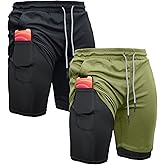 OEBLD Mens Athletic Shorts 2-in-1 Gym Workout Running 7'' Shorts with Towel Loop