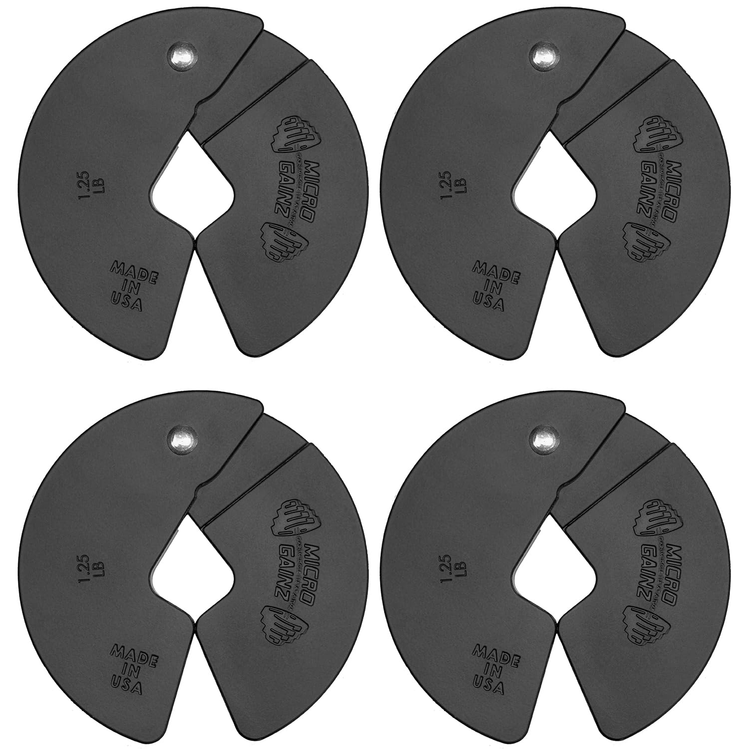 Micro Gainz NEW 1.25LB Dumbbell Fractional Weight Plates 2 or 4 Piece- Designed for Dumbbell Training and Micro Loading, Made in USA (4 Piece)