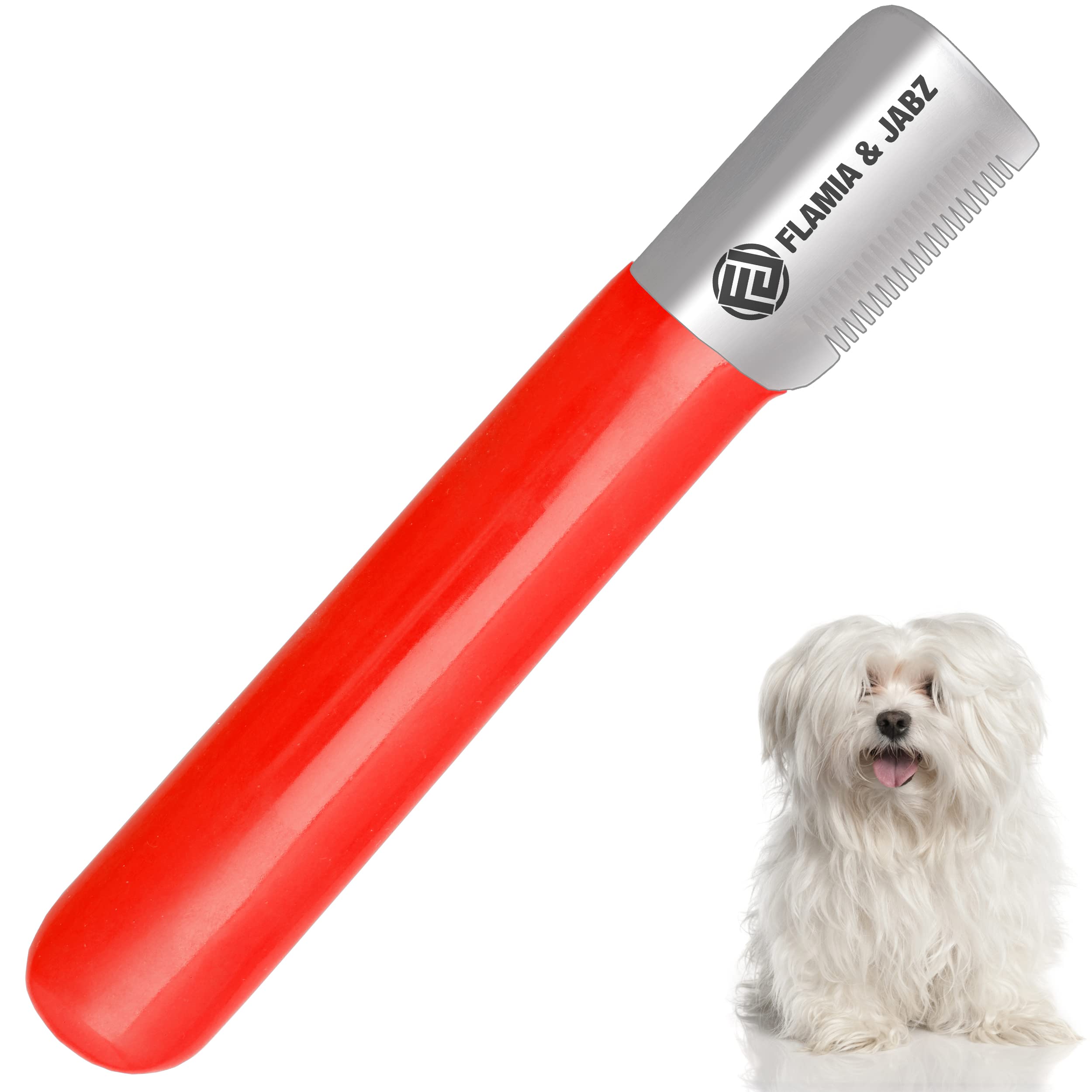 FLAMIA & JABZ Stripping Knife for dogs, Right handed, Stainless Steel with Plastic grip (Fine)