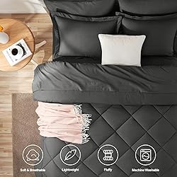 CozyLux Twin XL Comforter Set Dark Grey - 5 Pieces