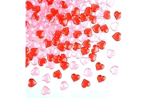 CHRORINE 140 Pcs Acrylic Heart Ornaments Translucent Hearts Shaped Gems Crystals for Table Scatter Decoration/Vase Fillers/Ar