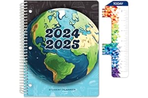 Global Datebooks Dated Elementary Student Planner for Academic Year 2024-2025 includes Ruler/Bookmark and Planning Stickers (Matrix Style - 8.5"x11" - Earth)