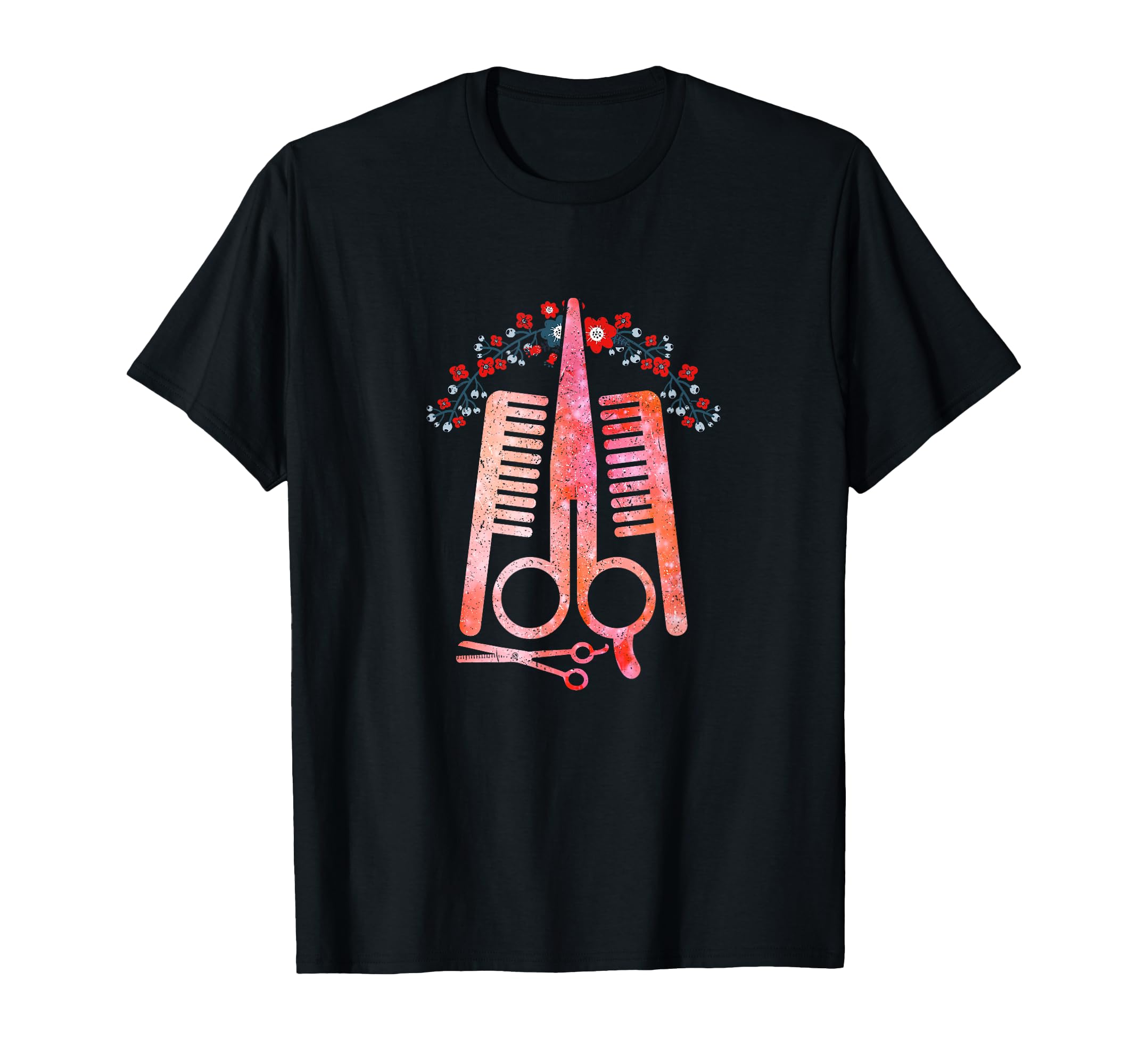 Scissors Tools of the Trade Barber Floral Hairstylist T-Shirt