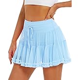 Stelle Women's High Waist Athletic Skorts with Shorts Pockets Ruffle Hem Flowy Skirts Mini Tiered Short Skirt Casual Summer
