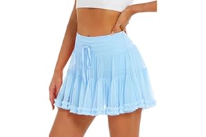Stelle Women's High Waist Athletic Skorts with Shorts Pockets Ruffle Hem Flowy Skirts Mini Tiered Short Skirt Casual Summer