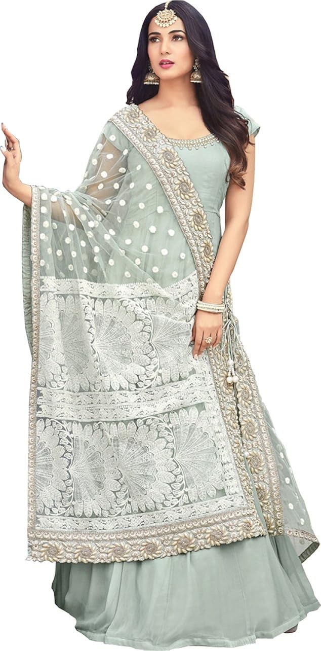 amiira women's faux georgette anarkali gown