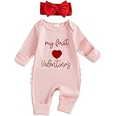 Rarjuiey My First St Patricks Day Baby Girl Outfit Newborn Onesie Long Sleeve Romper Waffle Jumpsuit Clothes With Headband