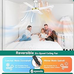 YITAHOME 52 Inch White Gold Ceiling Fans with Light