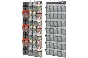 Windyun 2 Pcs 70 Large over The Door Shoe Organizer Hanging Shoe Rack for Closet Holder Gray Mesh Pockets Back to School Behind Door Hanger Storage Nonslip for Home Room School Dorm, Each 35 Pockets