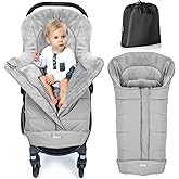 Orzbow Universal Stroller Footmuff, Winter Baby Bunting Bag for Stroller - Baby Sleeping Bag with Coral Fleece Lining for Cold Weather, Water-Repellent, Winter Must Have for Toddler Kids, Light Grey